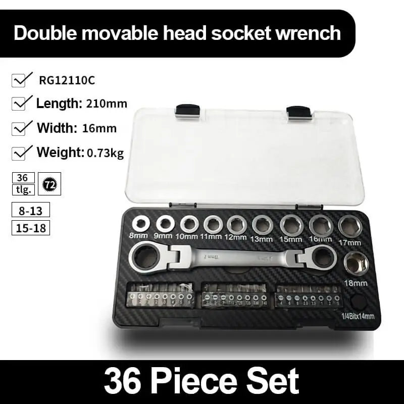 Multi-Functional Double-Ended Ratchet Wrench Set