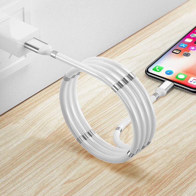 Self Winding Magnetic Fast Charging Data Cable