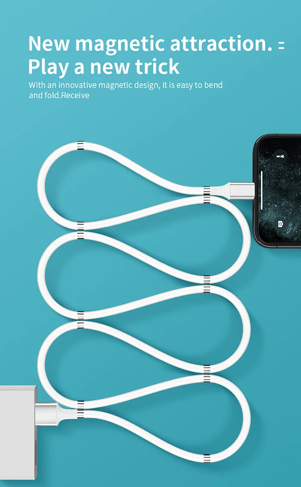 Self Winding Magnetic Fast Charging Data Cable