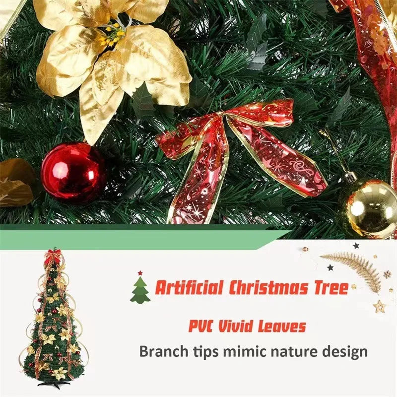 Fully Decorated Retractable Christmas Tree