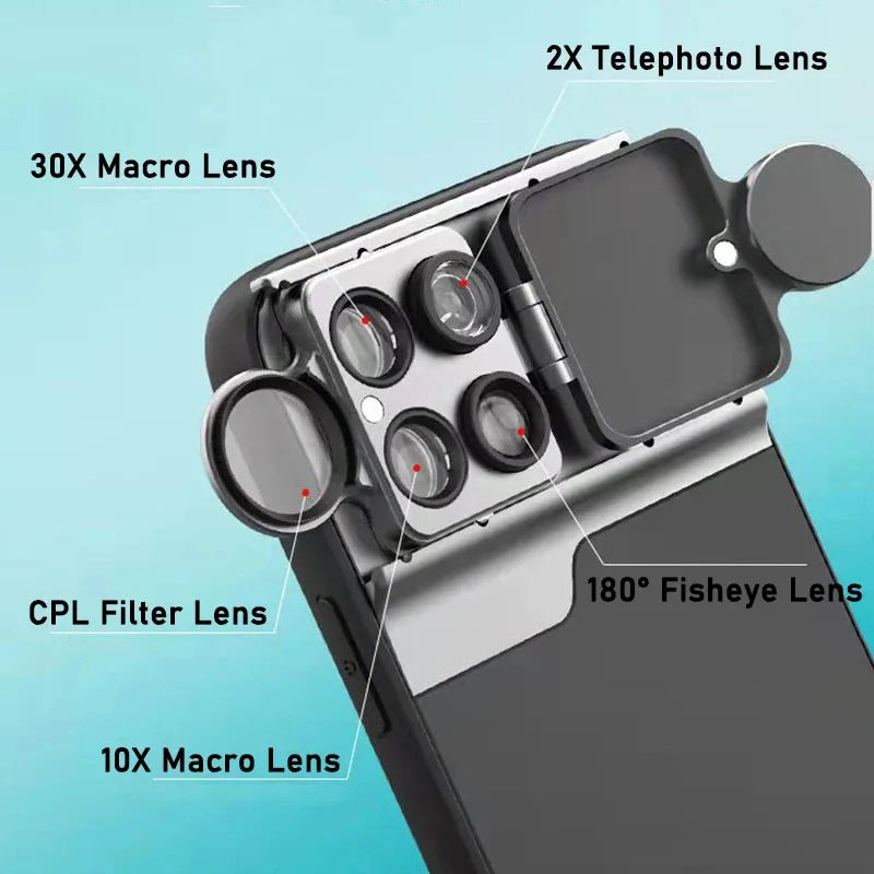 5 in 1 Mobile Fisheye Telephoto Lens Case