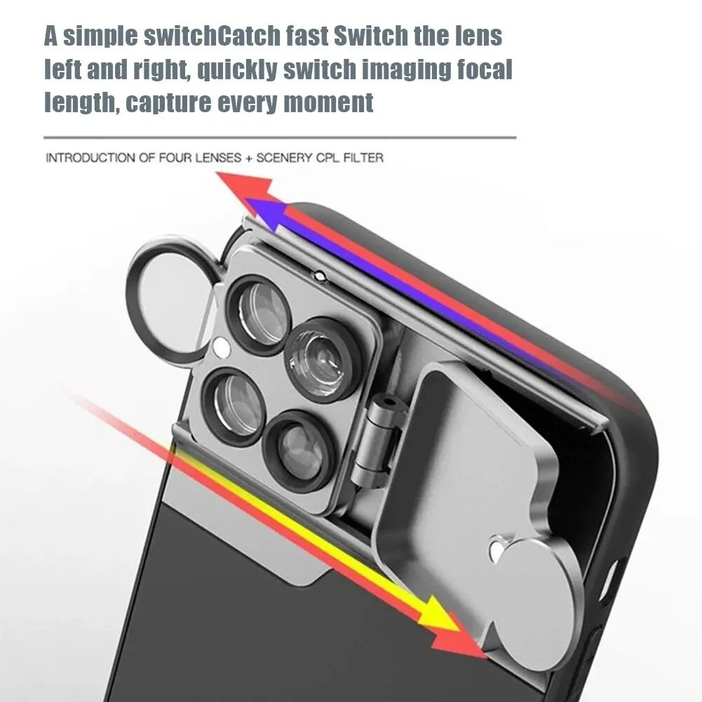 5 in 1 Mobile Fisheye Telephoto Lens Case
