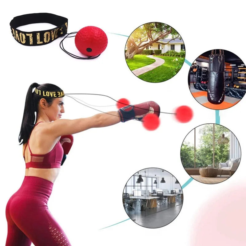 Head Mounted Boxing Reflex Ball Trainer