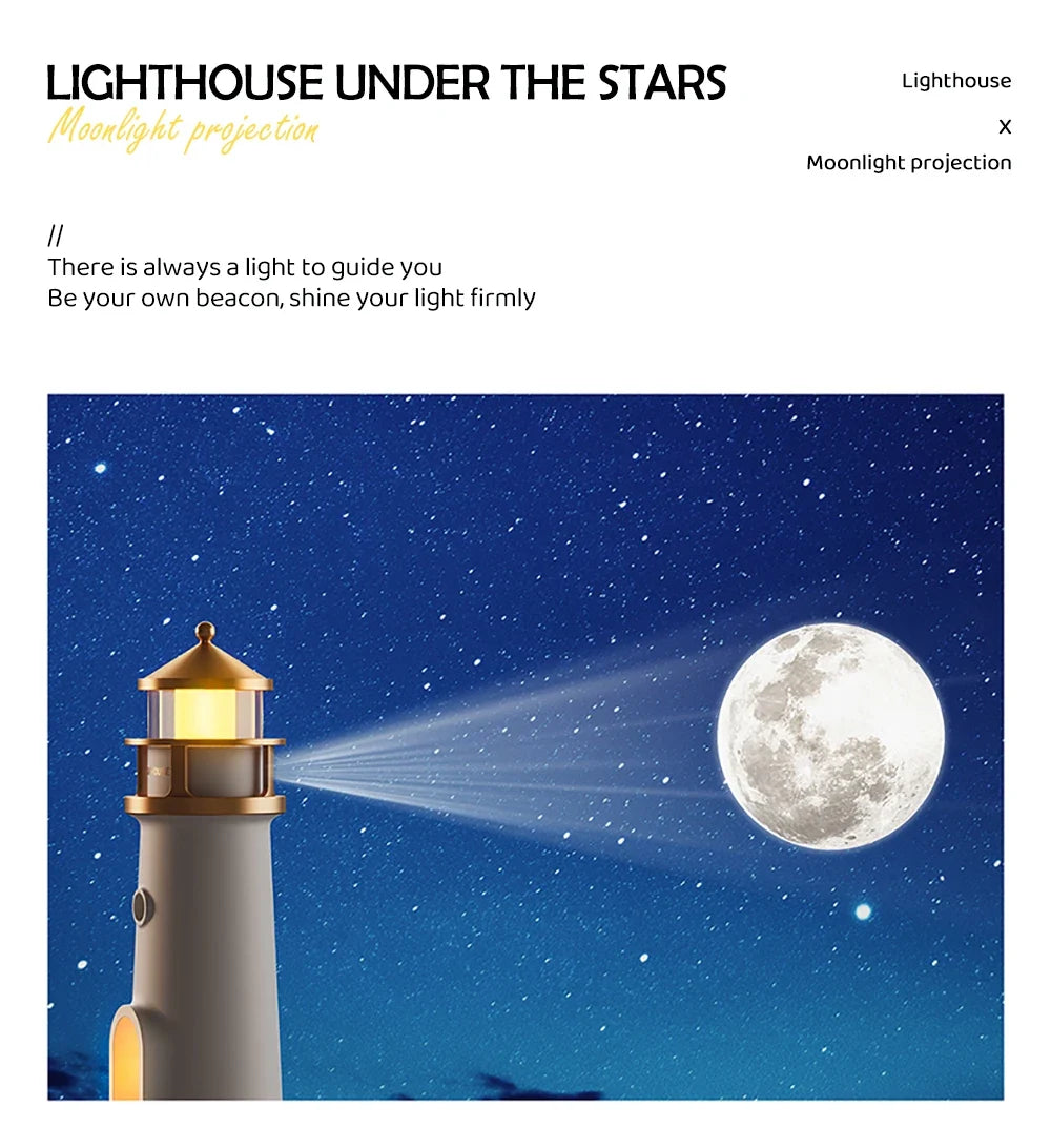 Lighthouse Moon Projection Room Decor