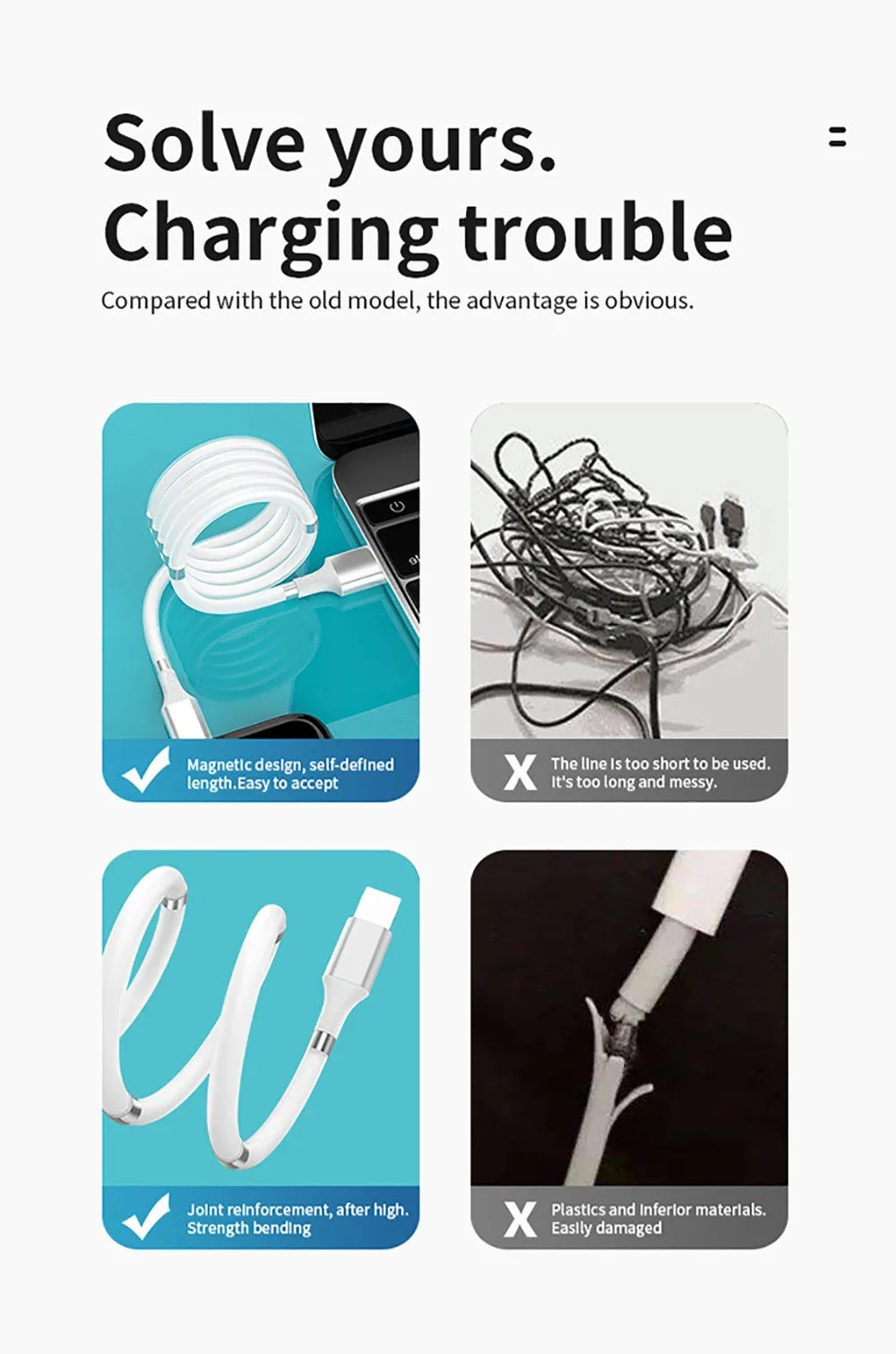 Self Winding Magnetic Fast Charging Data Cable