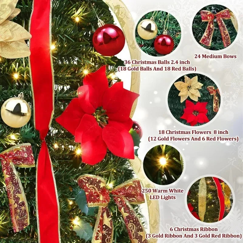 Fully Decorated Retractable Christmas Tree