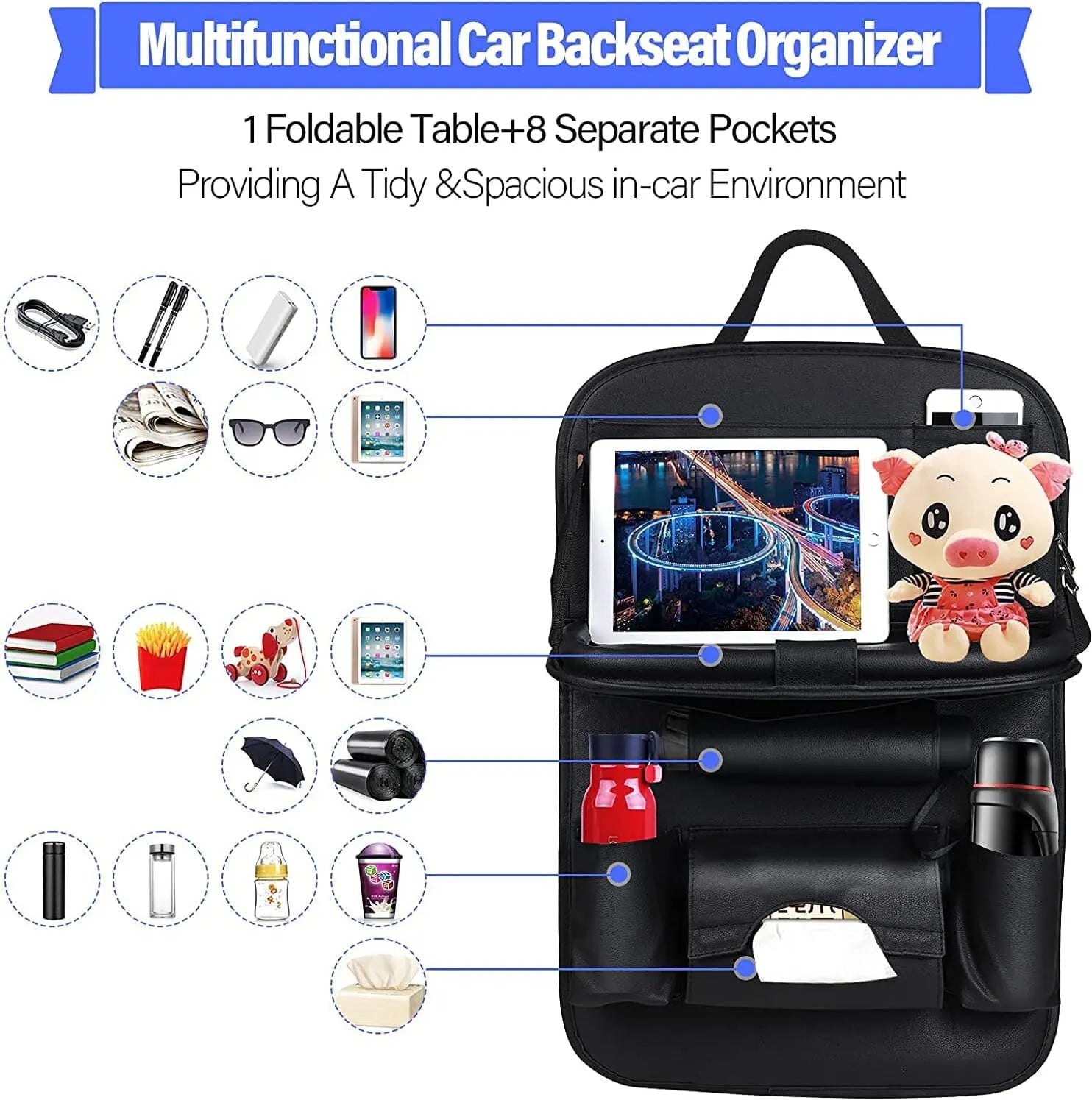 Multifunctional Car Seat Back Organizer