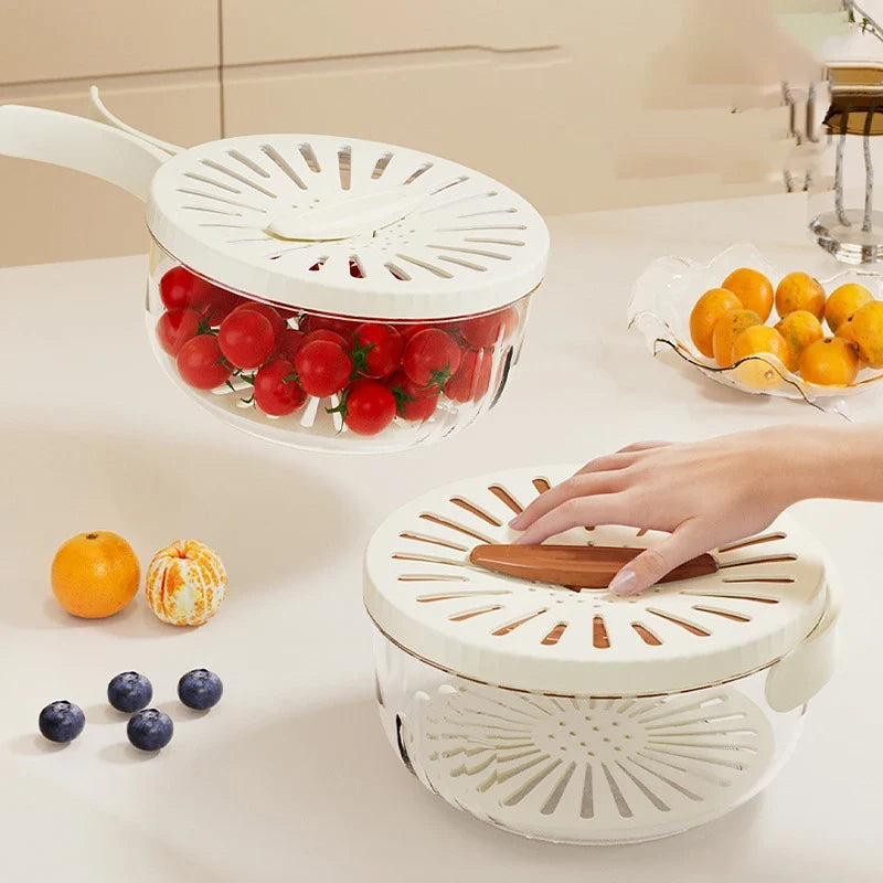 Foldable Handle Drain Basket with Lid