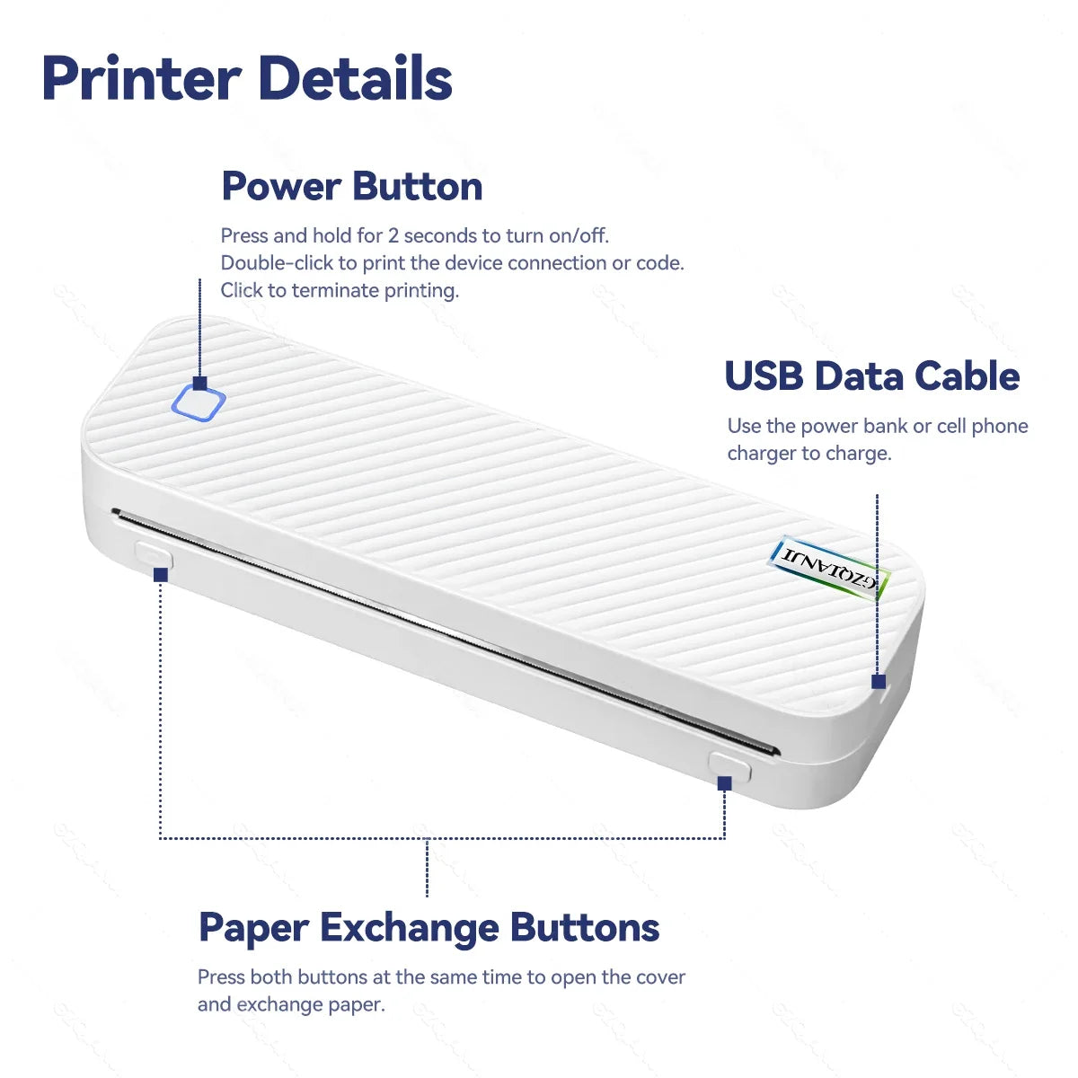 Portable Inkless Bluetooth A4 Thermal Printer