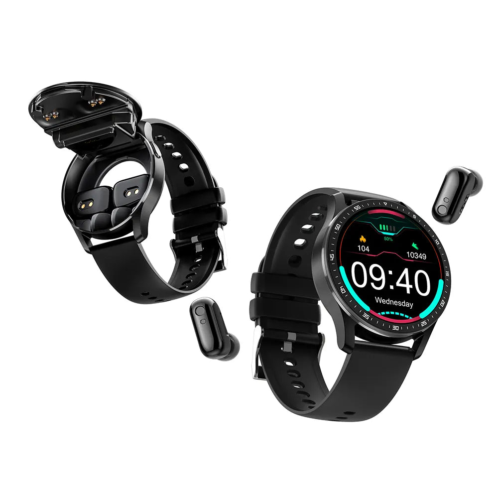 Two In One  Smart Watch With Bluetooth Earbuds