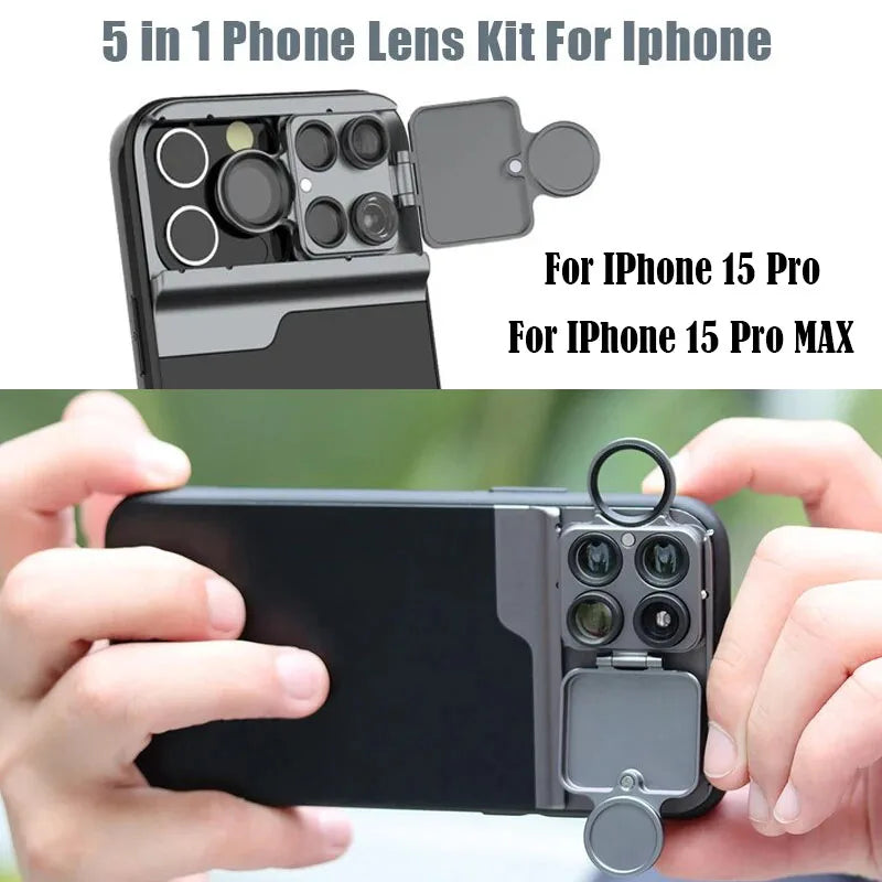 5 in 1 Mobile Fisheye Telephoto Lens Case