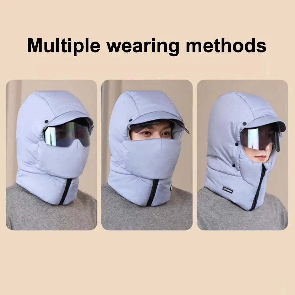 Unisex Winter Warm Hooded Cap with Mask