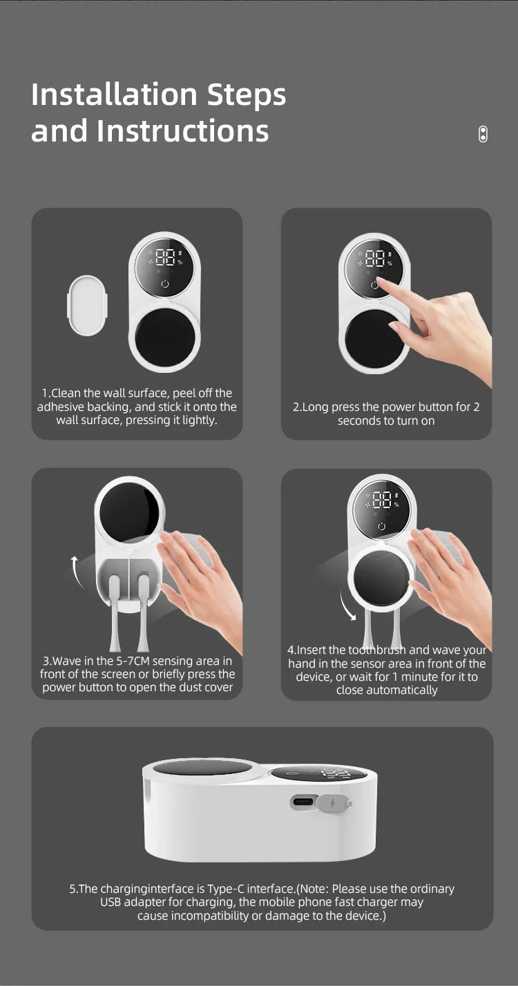 Smart Portable Toothbrush UV Sterilizer