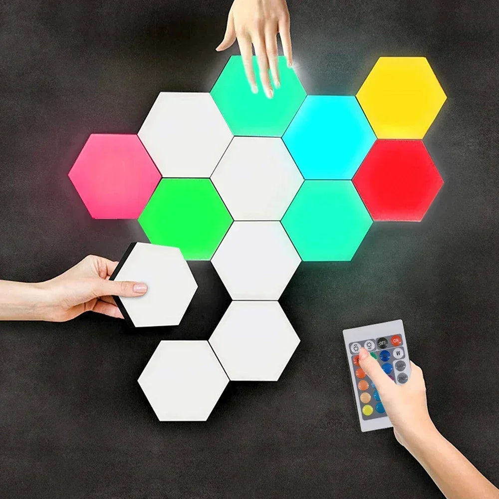Touch Sensor RGB LED Hexagon Lamp