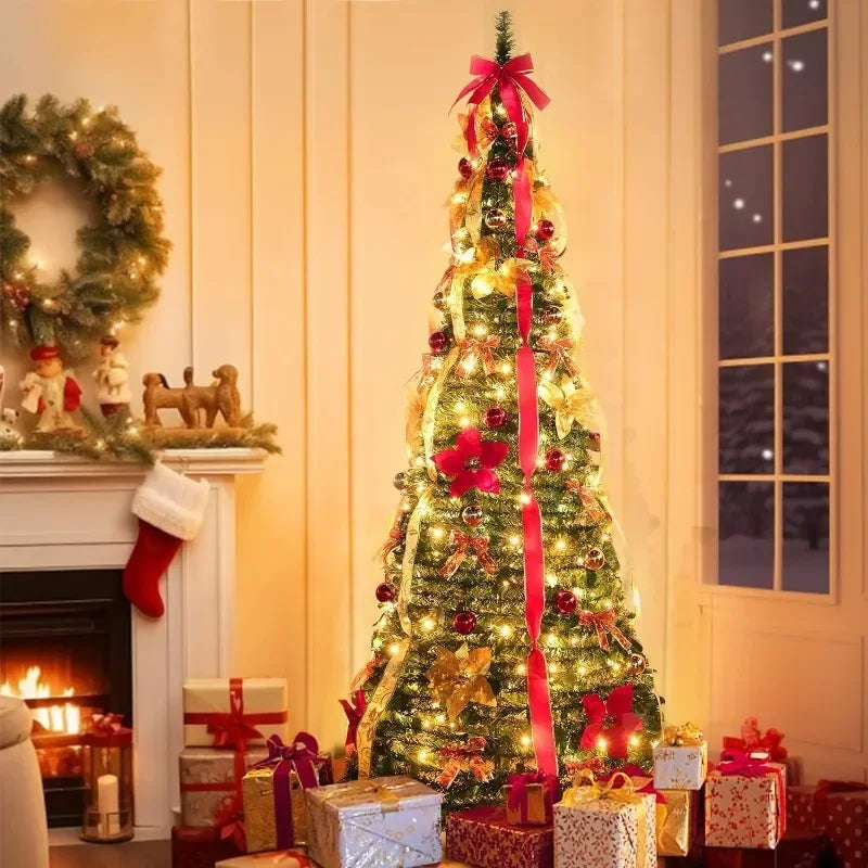 Fully Decorated Retractable Christmas Tree