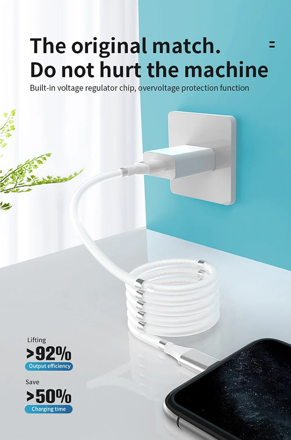 Self Winding Magnetic Fast Charging Data Cable
