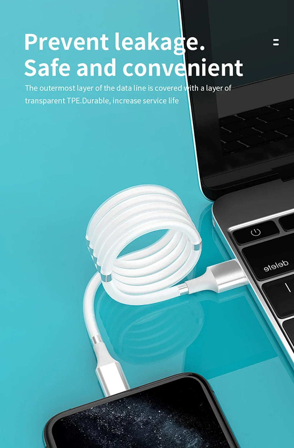 Self Winding Magnetic Fast Charging Data Cable