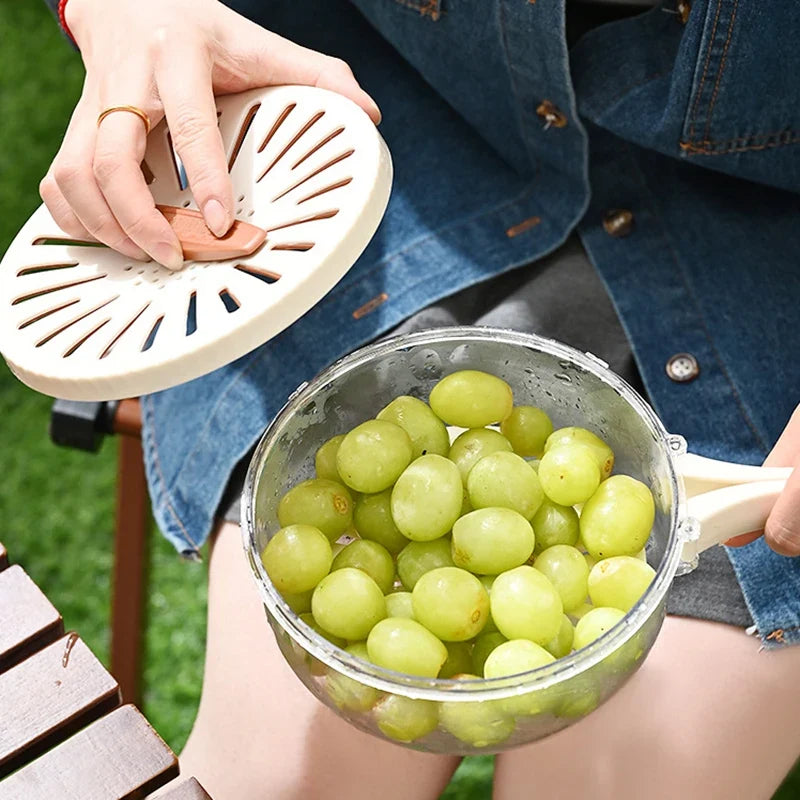 Foldable Handle Drain Basket with Lid