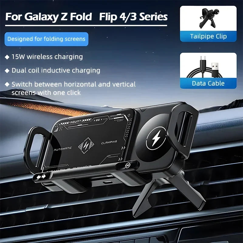 Wireless Fast Charger Flip Car Phone Holder