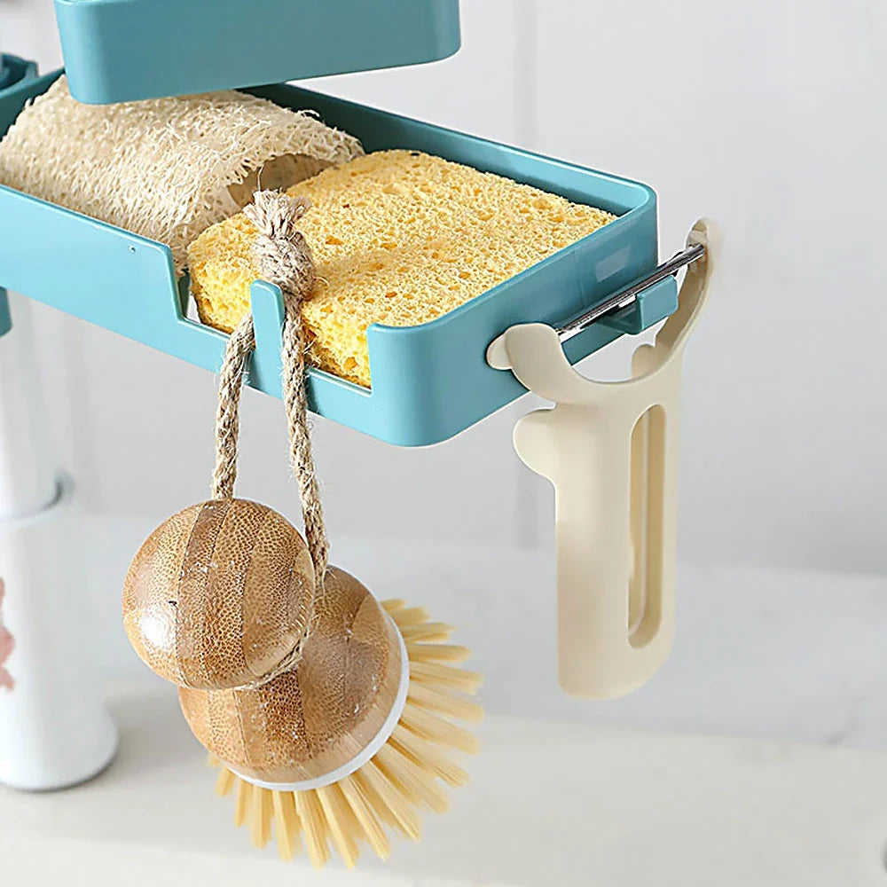Double Floor Faucet Swivel Sponge Drain Rack