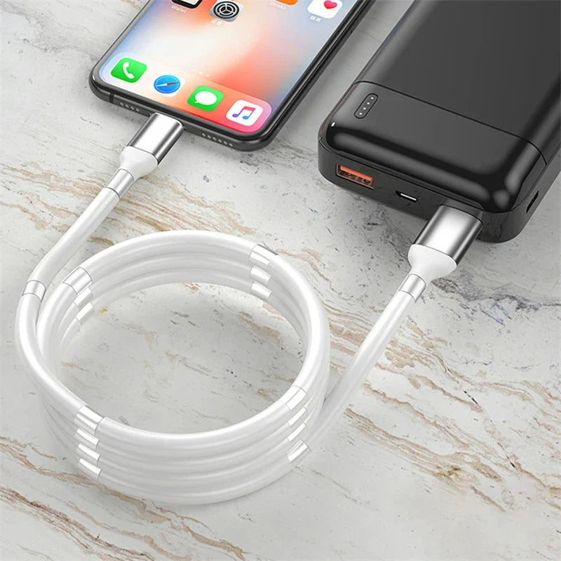 Self Winding Magnetic Fast Charging Data Cable
