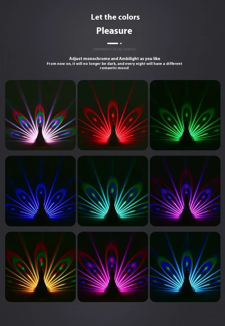 RC Colorful Peacock Wall Lamp