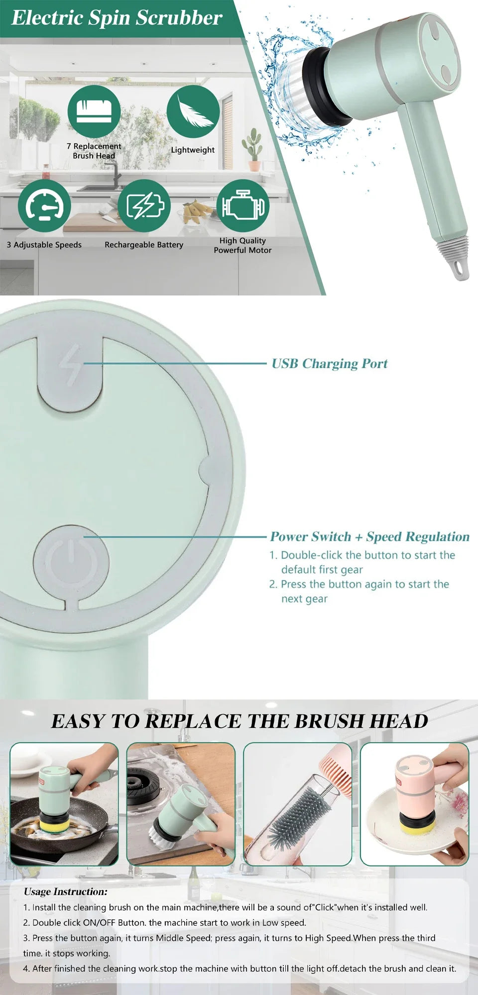 Multipurpose Electric Cleaning Brush