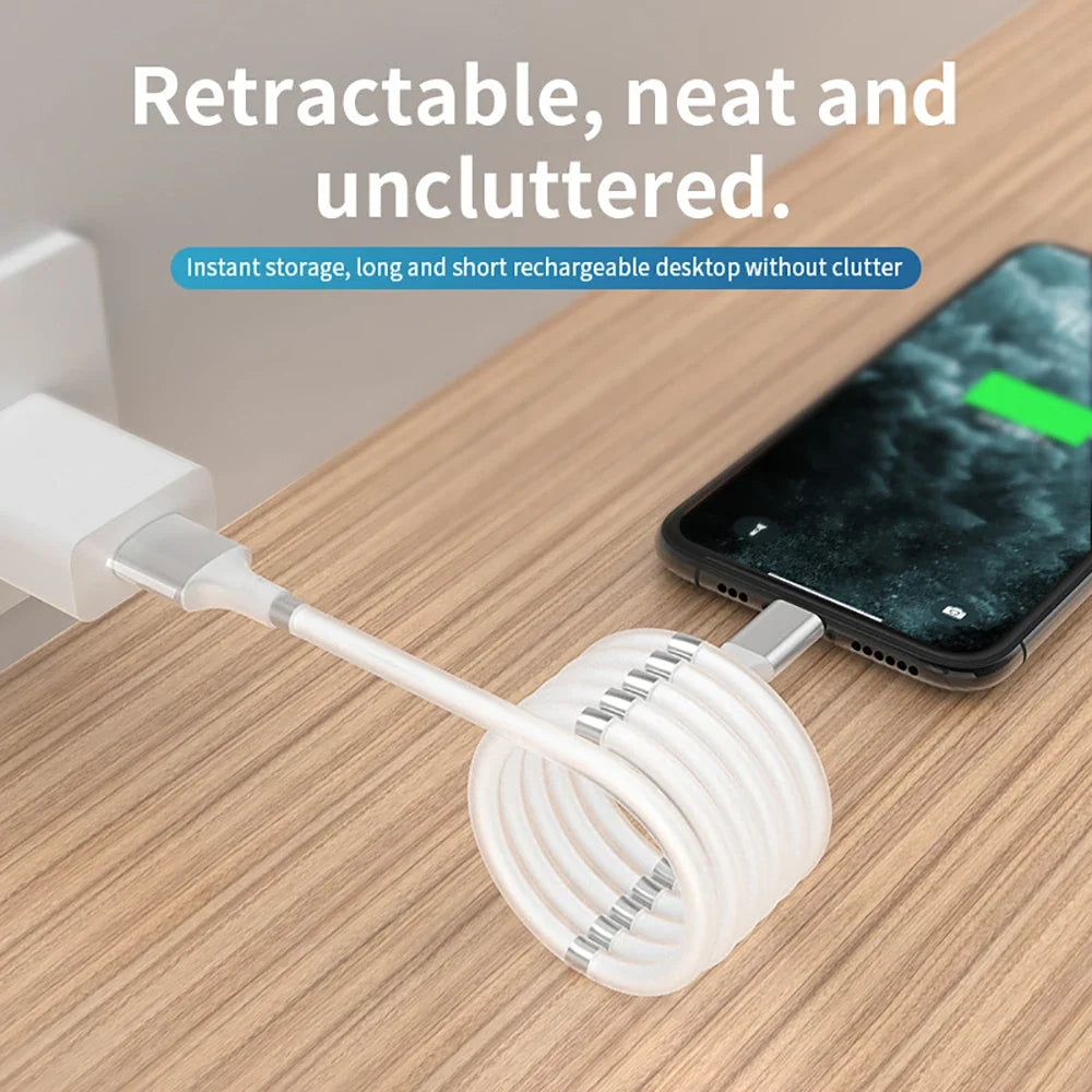 Self Winding Magnetic Fast Charging Data Cable