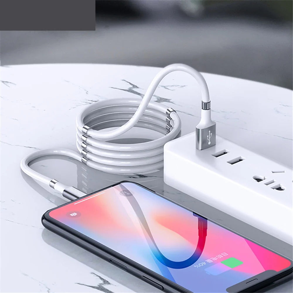 Self Winding Magnetic Fast Charging Data Cable