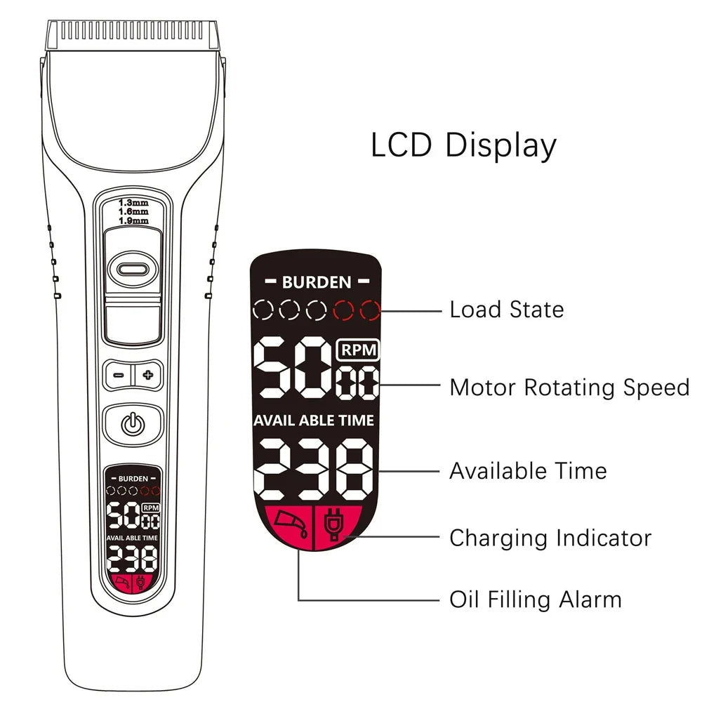 Professional LCD Inclined Hair Trimmer